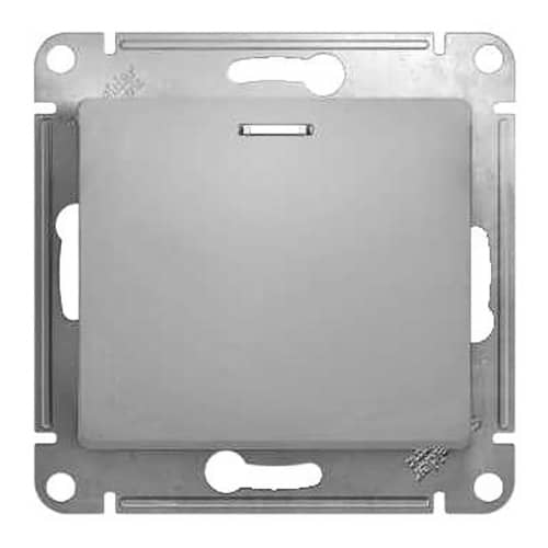 Купить Выключатель проходной одноклавишный Schneider Electric Глосса с подсветкой без рамки алюминий по низкой цене