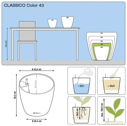 Купить Кашпо Lechuza Classico Color 43 см по низкой цене