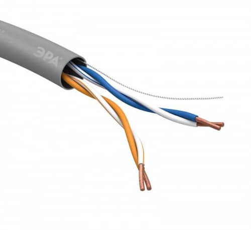 Купить Кабель витая пара U/UTP кат.5e 2х2х24AWG solid CU PVC сер. 305м (м) Эра Б0044428 по низкой цене