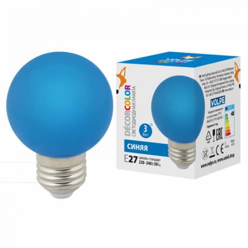 Купить Лампа Volpe Décor Color светодиодная Blue RGB 3 Вт по низкой цене