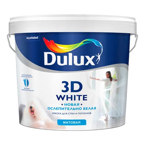 Купить Краска для стен и потолков матовая Dulux 3D White белая 10 л по низкой цене
