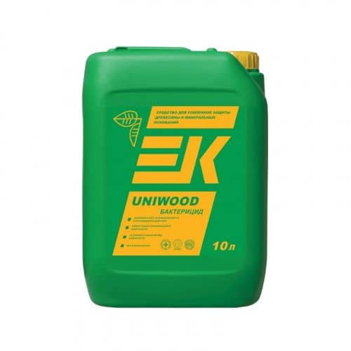 Купить Антисептик ЕК UNIWOOD БАКТЕРИЦИД для усиленной защиты древесины и минеральных оснований 10 л по низкой цене