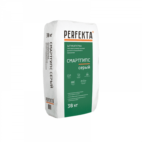Купить Штукатурка Perfekta Смартгипс гипсовая серая 30 кг по низкой цене