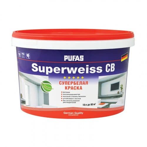 Купить Краска PUFAS Superweiss в/д, моющаяся, супербелая 10 л по низкой цене