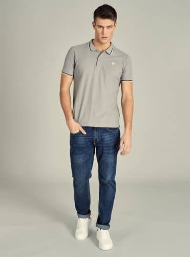 Купить Футболка-поло Piazza Italia с вышивкой серая по низкой цене