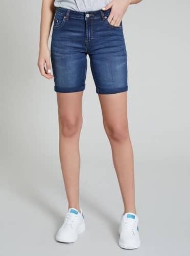 Купить Шорты-бермуды Piazza Italia джинсовые, темно-синие по низкой цене