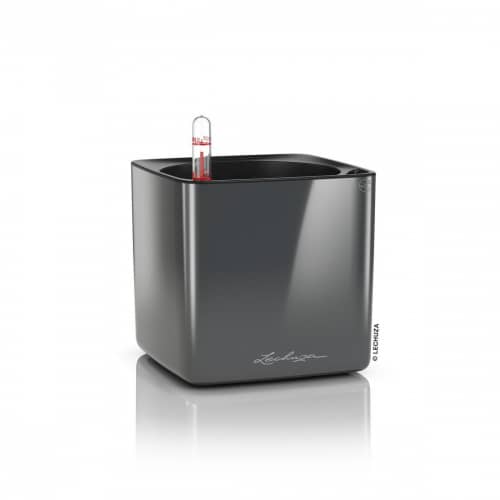 Купить Кашпо Lechuza Cube Glossy Complete charcoal highgloss 14x14x14 см по низкой цене