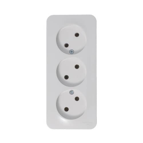 Купить Розетка тройная Schneider Electric Бланка без заземления белая по низкой цене