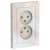 Купить Розетка двойная Schneider Electric Атлас Дизайн без заземления с рамкой жемчуг по низкой цене