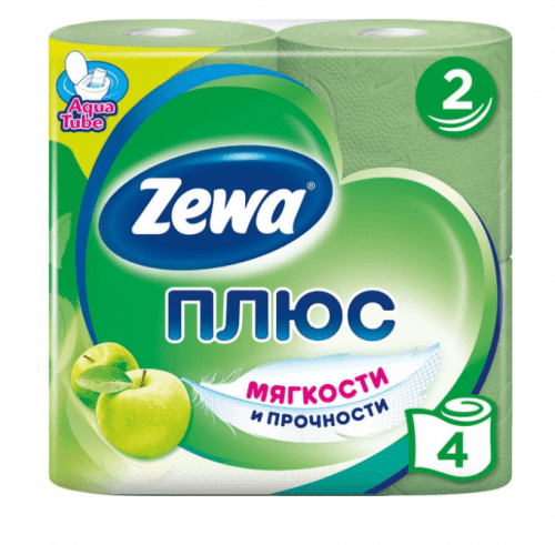 Купить Бумага ZEWA PLUS туалетная 2-х сл. Яблоко, 4 шт.х24 уп. по низкой цене