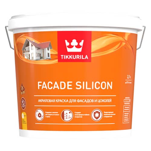 Купить Краска акриловая для фасадов и цоколей Tikkurila Facade Silicon база VVA 2,7 л по низкой цене