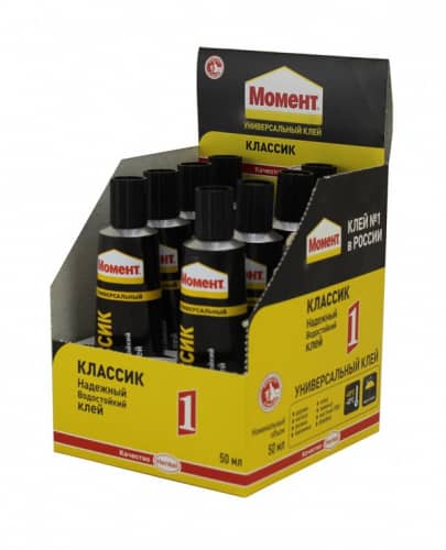 Купить Клей Henkel Момент-1 Классик в шоу-боксе 8 шт туба 50 мл по низкой цене